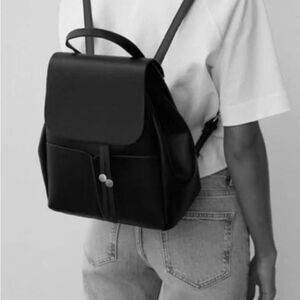 NWOT Zara Collection black faux leather backpack purse